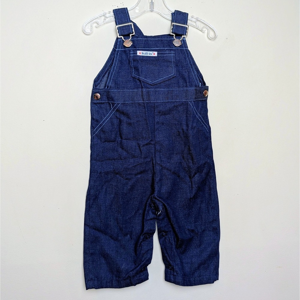 Vintage Healthtex 80s Denim Blue Bib Overalls Infant Baby Size 18 Months